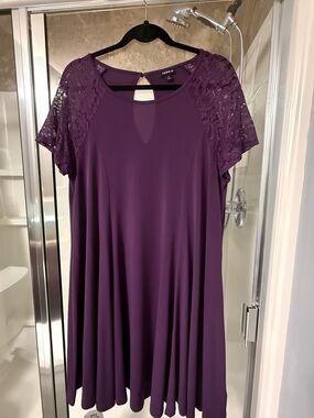 torrid Plum Lace Sleeves Swing Dress